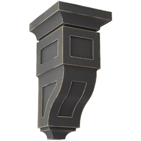 Ekena Millwork 6"W x 6 3/4"D x 12"H Large Reyes Wood Vintage Decor Corbel, Black CORWD06X06X12RYBL